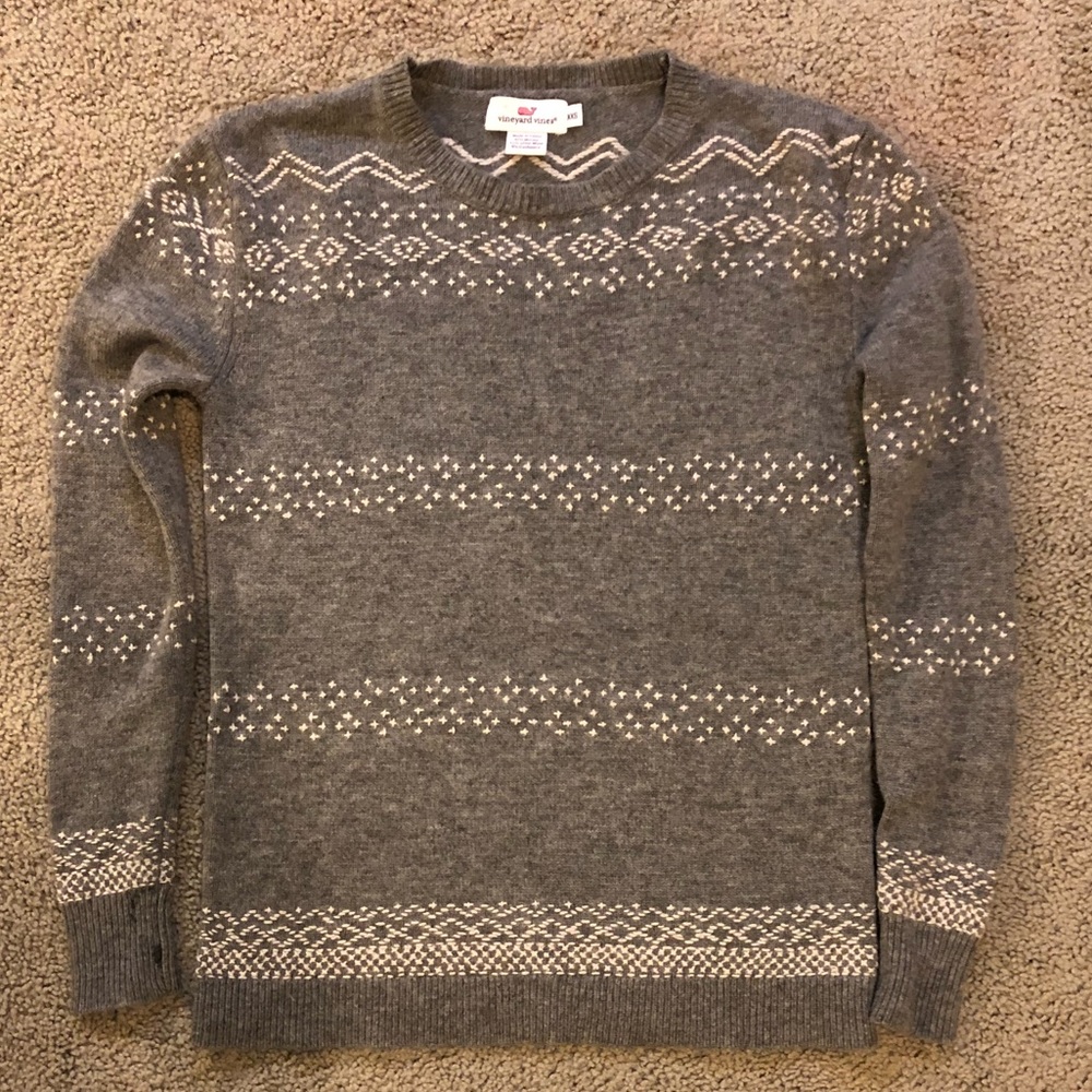 Vineyard Vines Gray & White Cashmere Blend Sweater